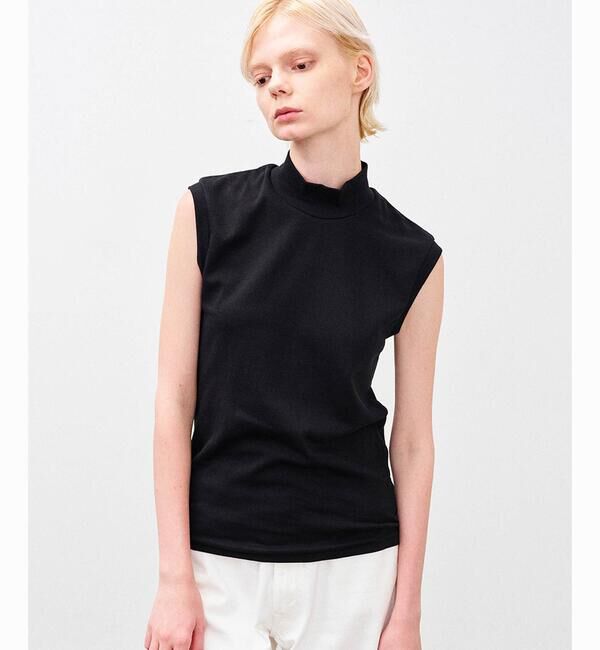  「ANATOMICA | モックネック スリーブレスTシャツ WOMEN」|Tシャツ・カットソー|BLACK