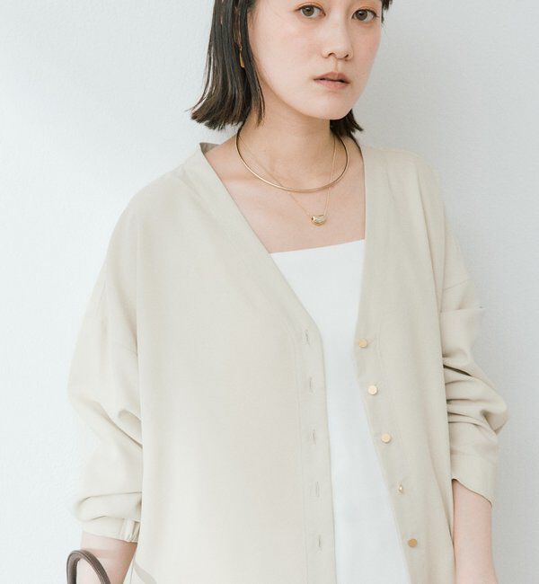  「メタルボタンノーカラーブラウス」|シャツ・ブラウス|