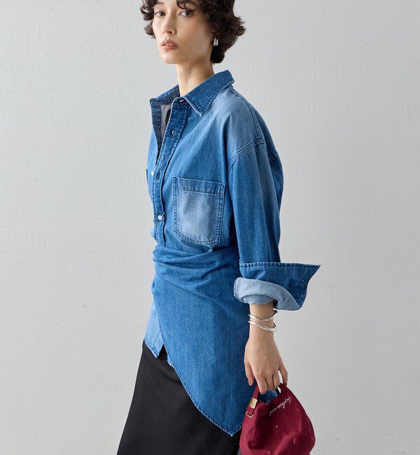  「【スカーフ付き】カシュクールデニムシャツ」|シャツ・ブラウス|