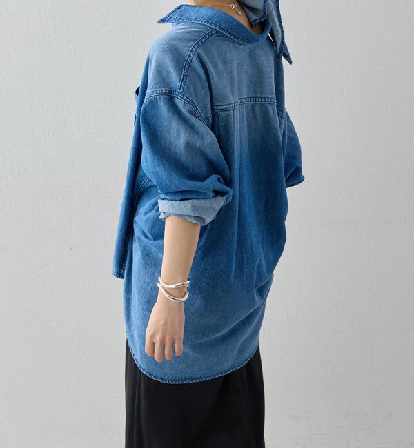  「【スカーフ付き】カシュクールデニムシャツ」|シャツ・ブラウス|