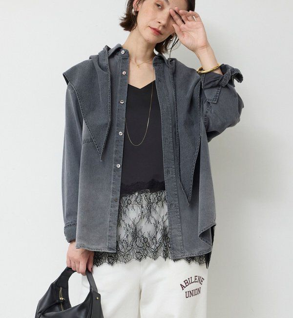  「【スカーフ付き】カシュクールデニムシャツ」|シャツ・ブラウス|