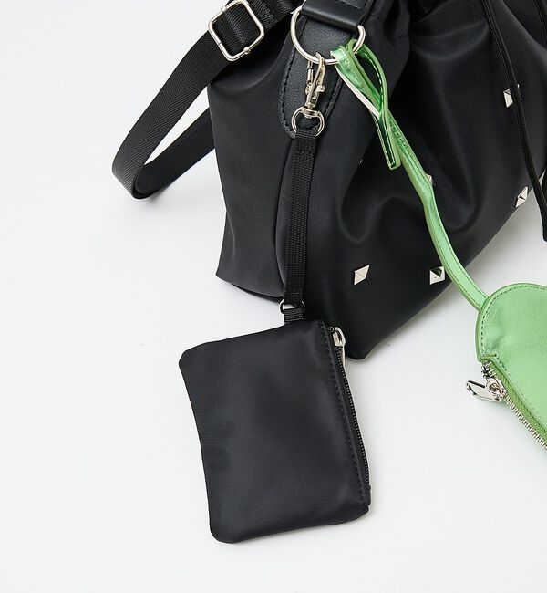 NOMINE「【cheek】heart pouch studs スタッズ ハートチャーム 巾着」|ショルダー・メッセンジャー|