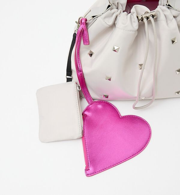 NOMINE「【cheek】heart pouch studs スタッズ ハートチャーム 巾着」|ショルダー・メッセンジャー|