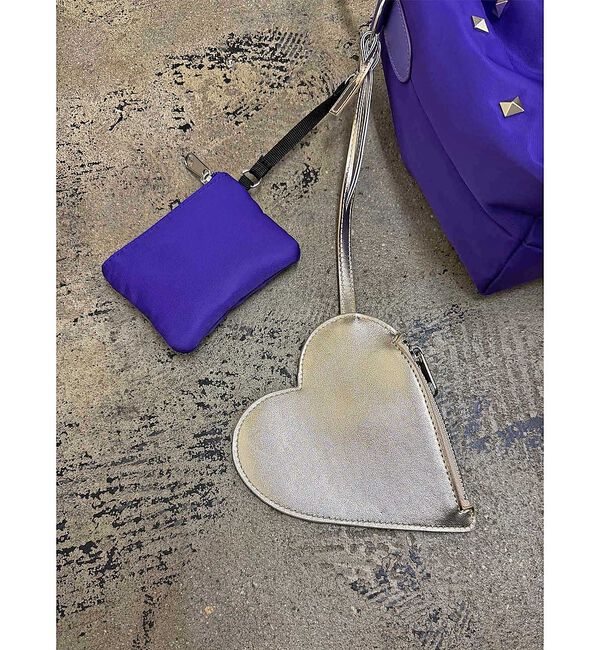 NOMINE「【cheek】heart pouch studs スタッズ ハートチャーム 巾着」|ショルダー・メッセンジャー|