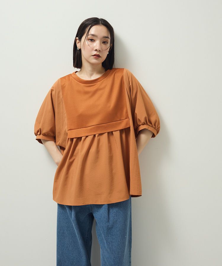 Green Parks「ベスト風7分袖ドッキングプルオーバー」|Tシャツ・カットソー|Orange