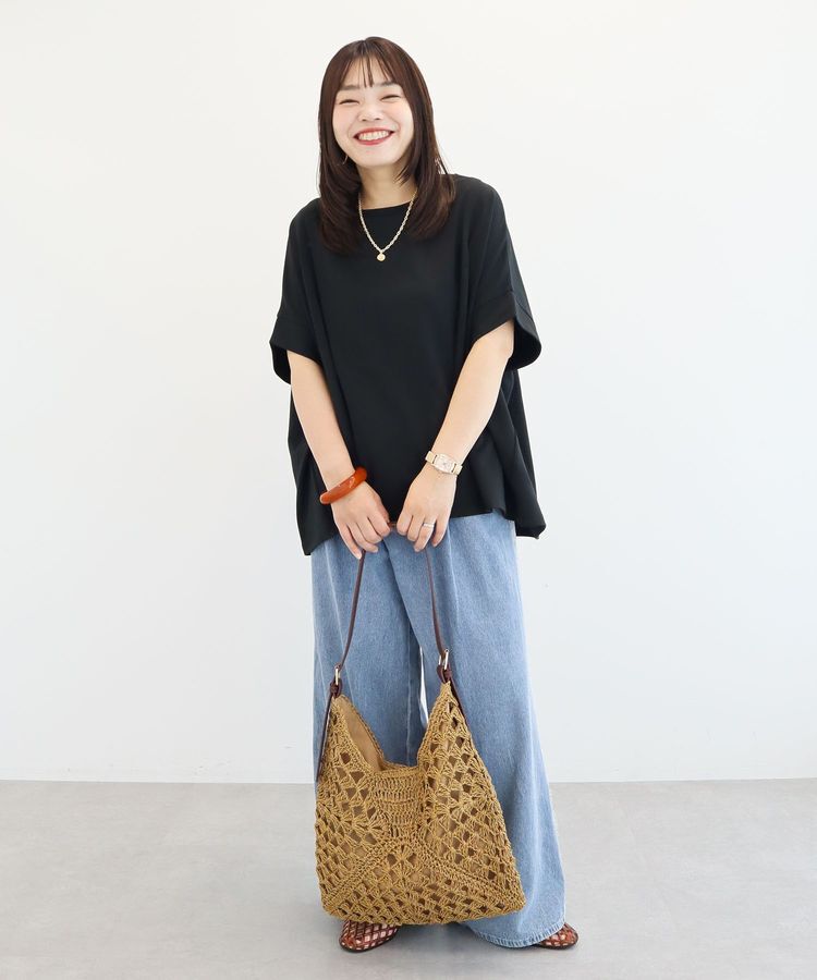 Green Parks「サイドレースデニムワイドパンツ」|デニム|