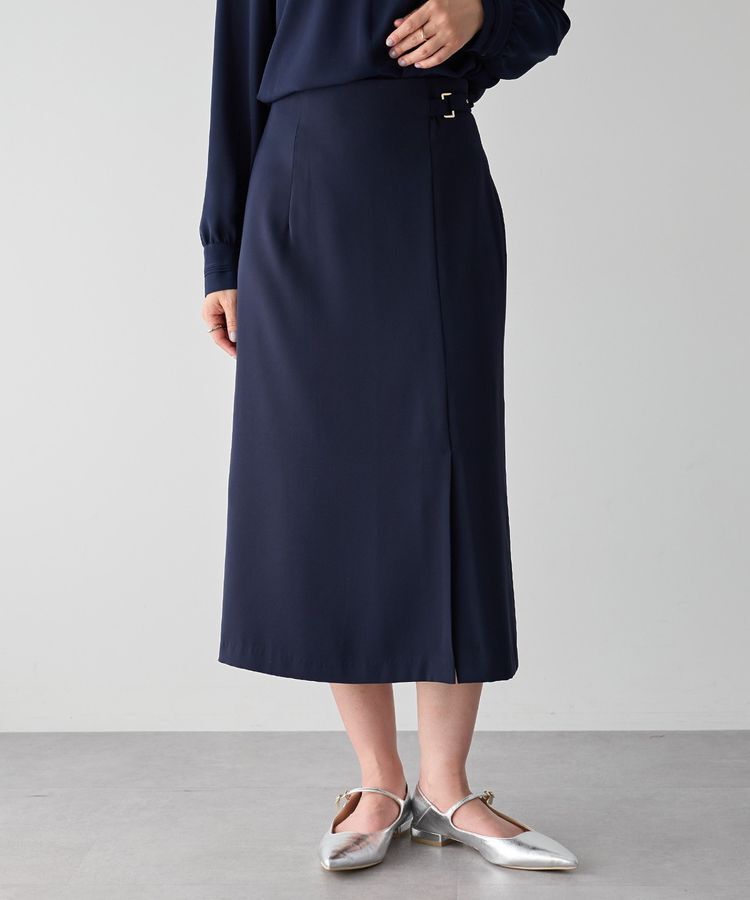 YECCA VECCA「サイドベルトナロースカート」|タイト|Navy