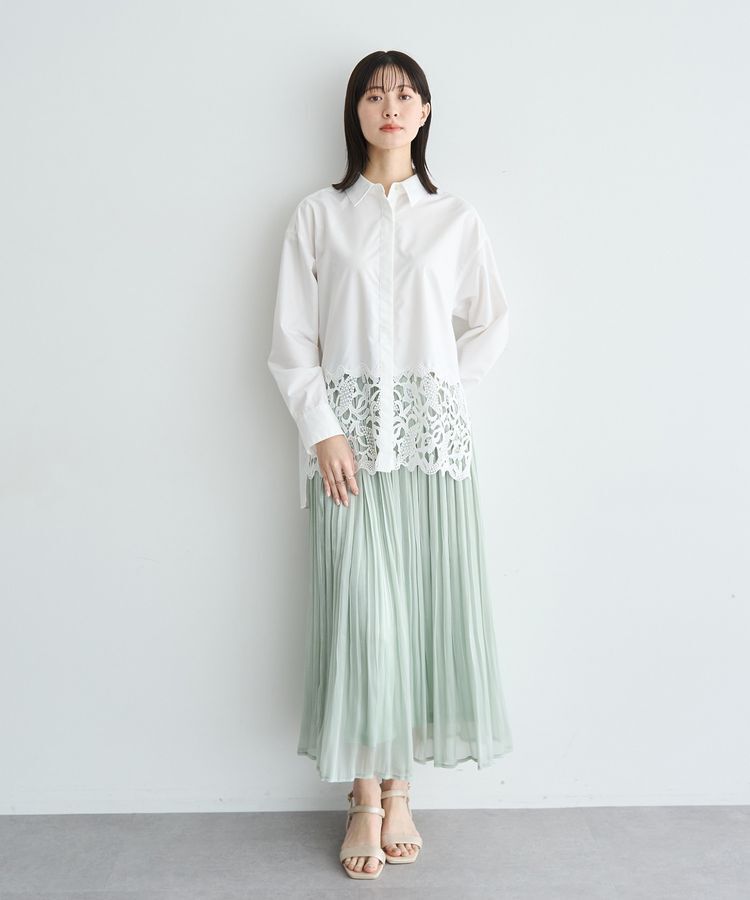 YECCA VECCA「シャイニーサテンプリーツスカート」|スカート|