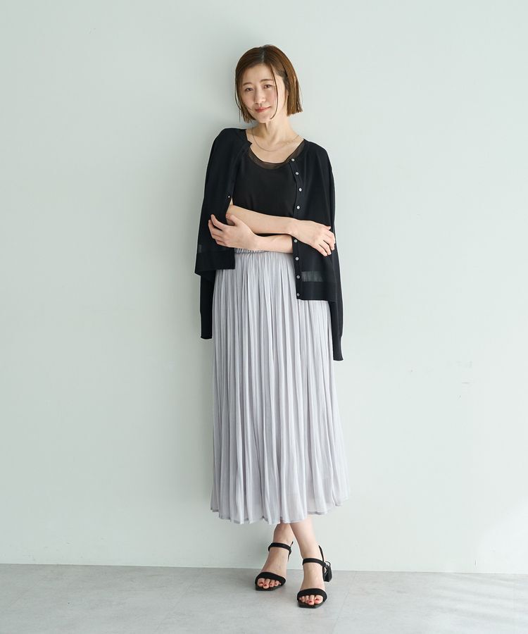 YECCA VECCA「シャイニーサテンプリーツスカート」|スカート|