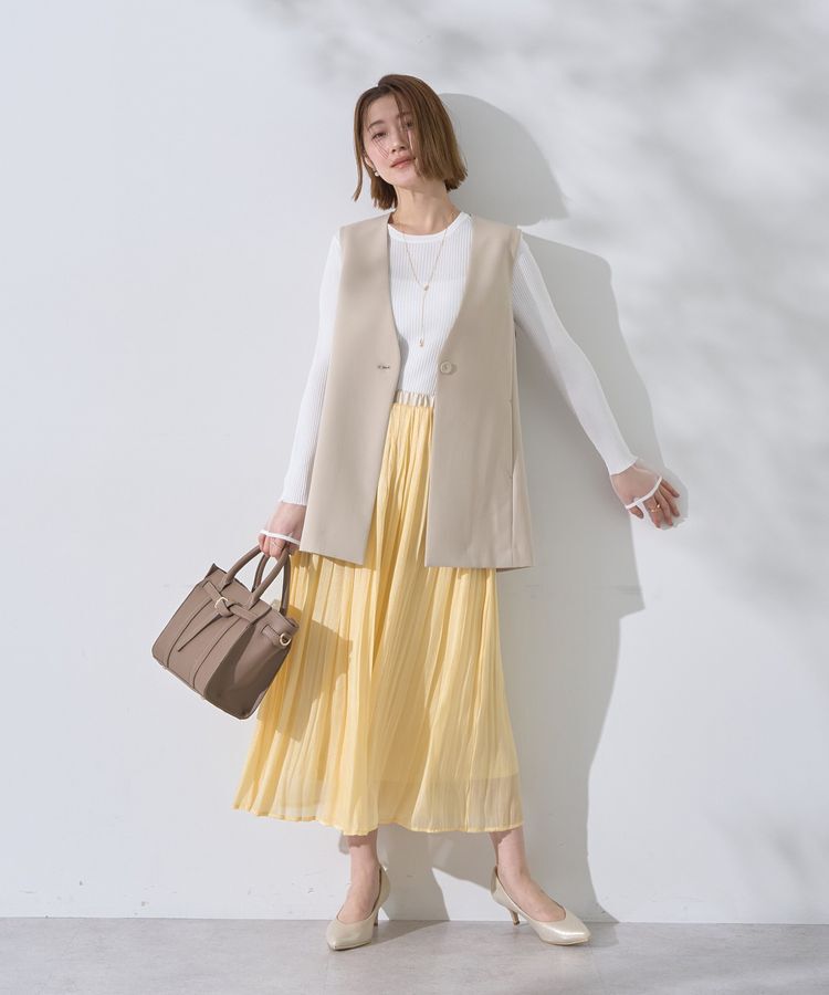 YECCA VECCA「シャイニーサテンプリーツスカート」|スカート|