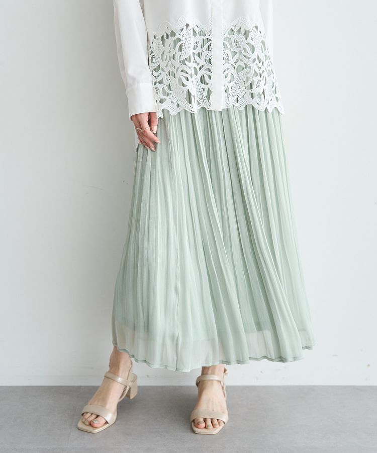 YECCA VECCA「シャイニーサテンプリーツスカート」|スカート|Mint