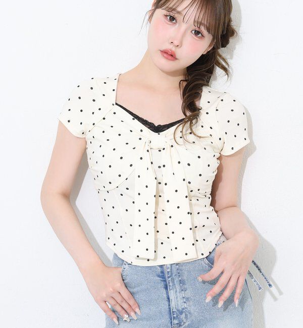  「【hinano企画】レース付きフロントリボンTee」|プルオーバー|
