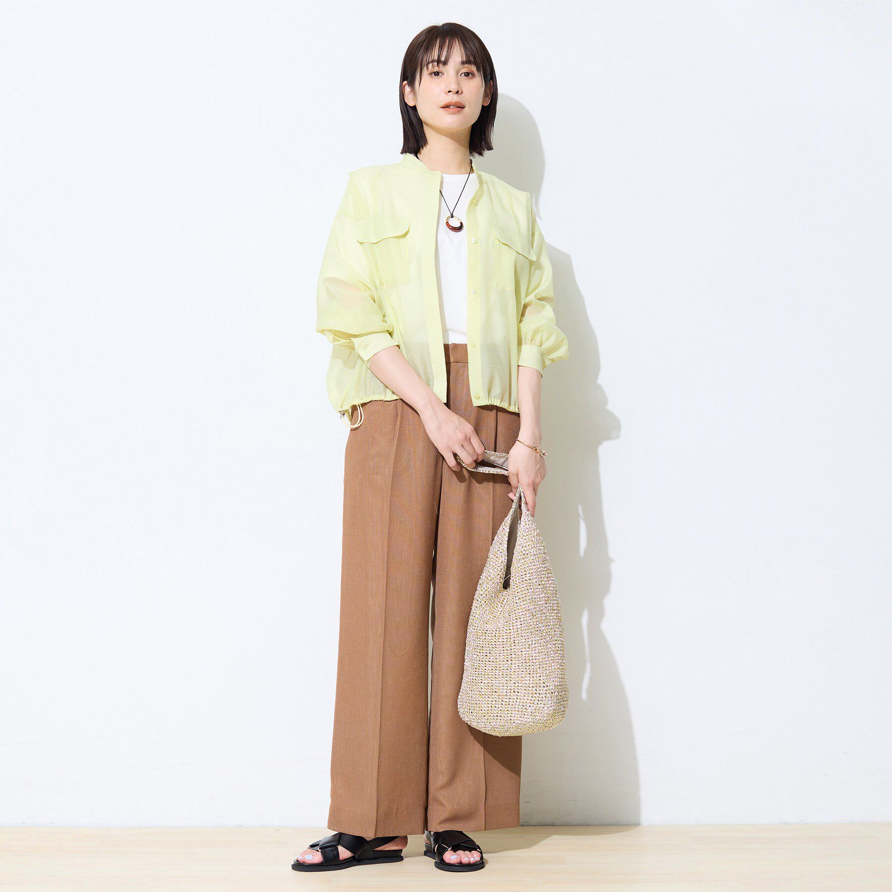 INDIVI「【トレンド／2WAY】裾ドロスト付きシアーブラウスブルゾン」|シャツ・ブラウス|