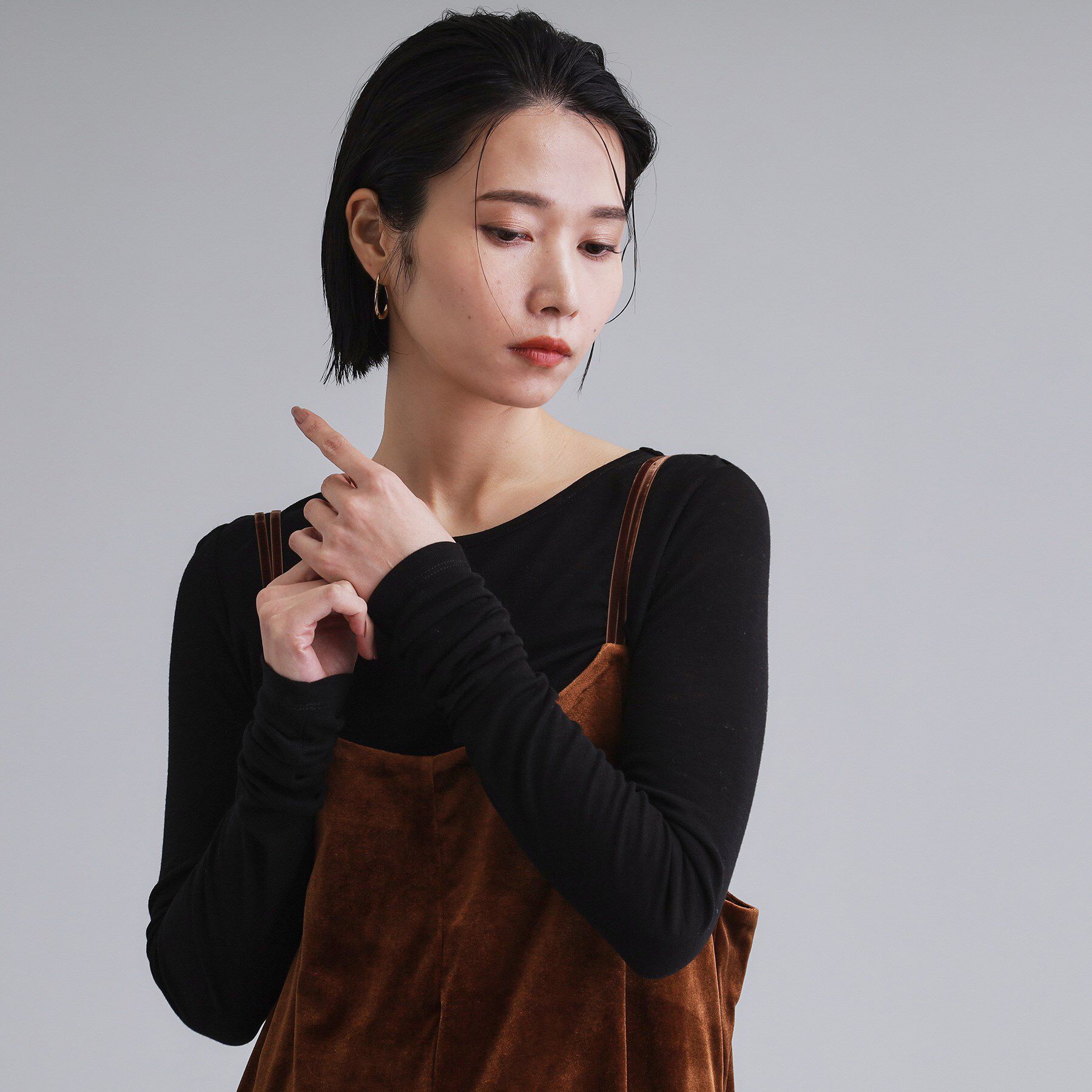 OPAQUE.CLIP「【es】シアーリブアシメレイヤードカットソー」|Tシャツ・カットソー|