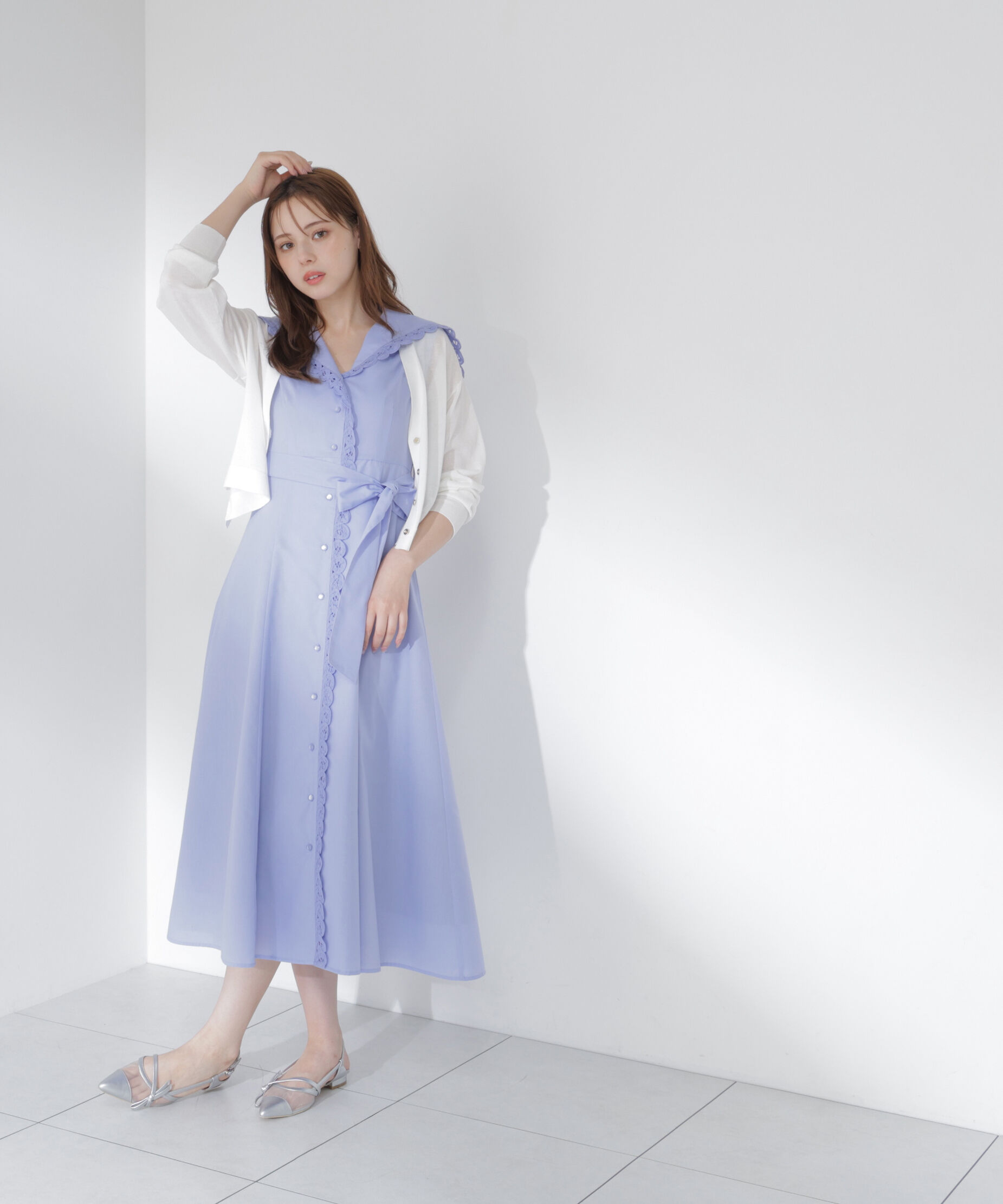 PROPORTION BODY DRESSING「＜中川紅葉さん着用＞セーラーカラーレーストリムワンピース」|ワンピース|