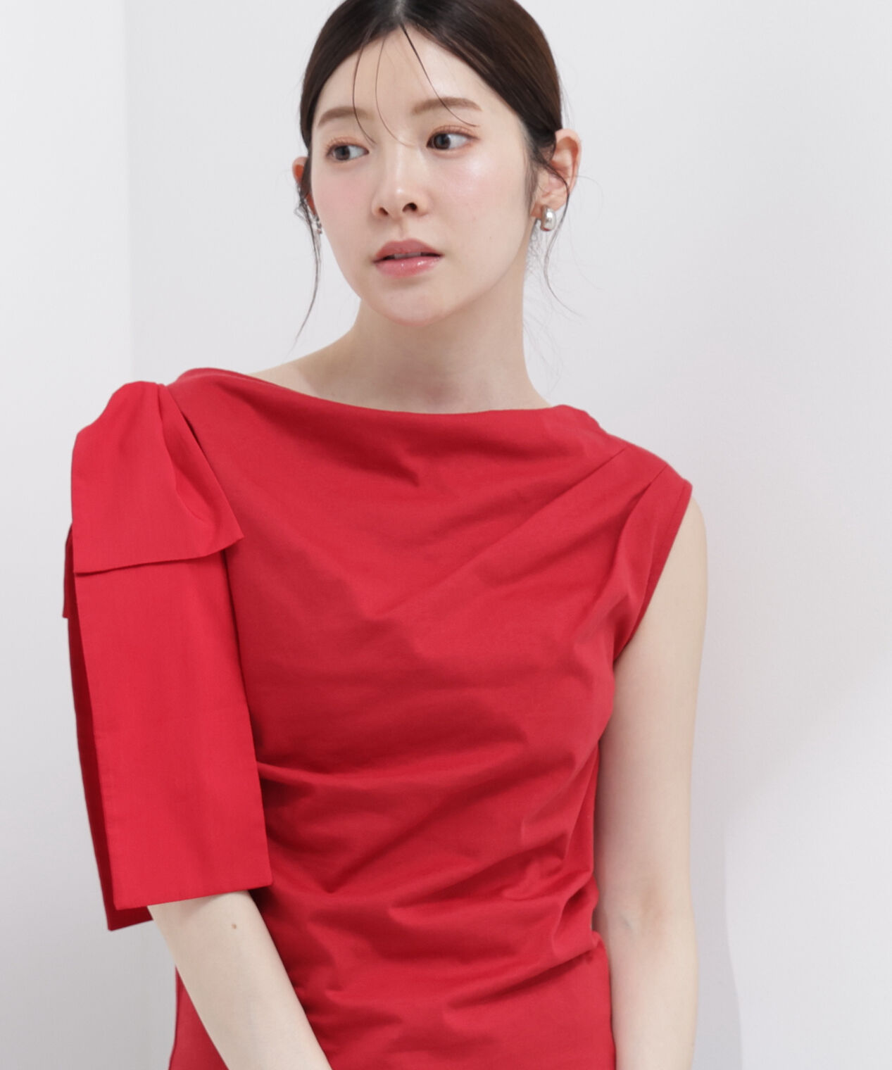 PROPORTION BODY DRESSING「アシメリボンカットソー」|Tシャツ・カットソー|レッド