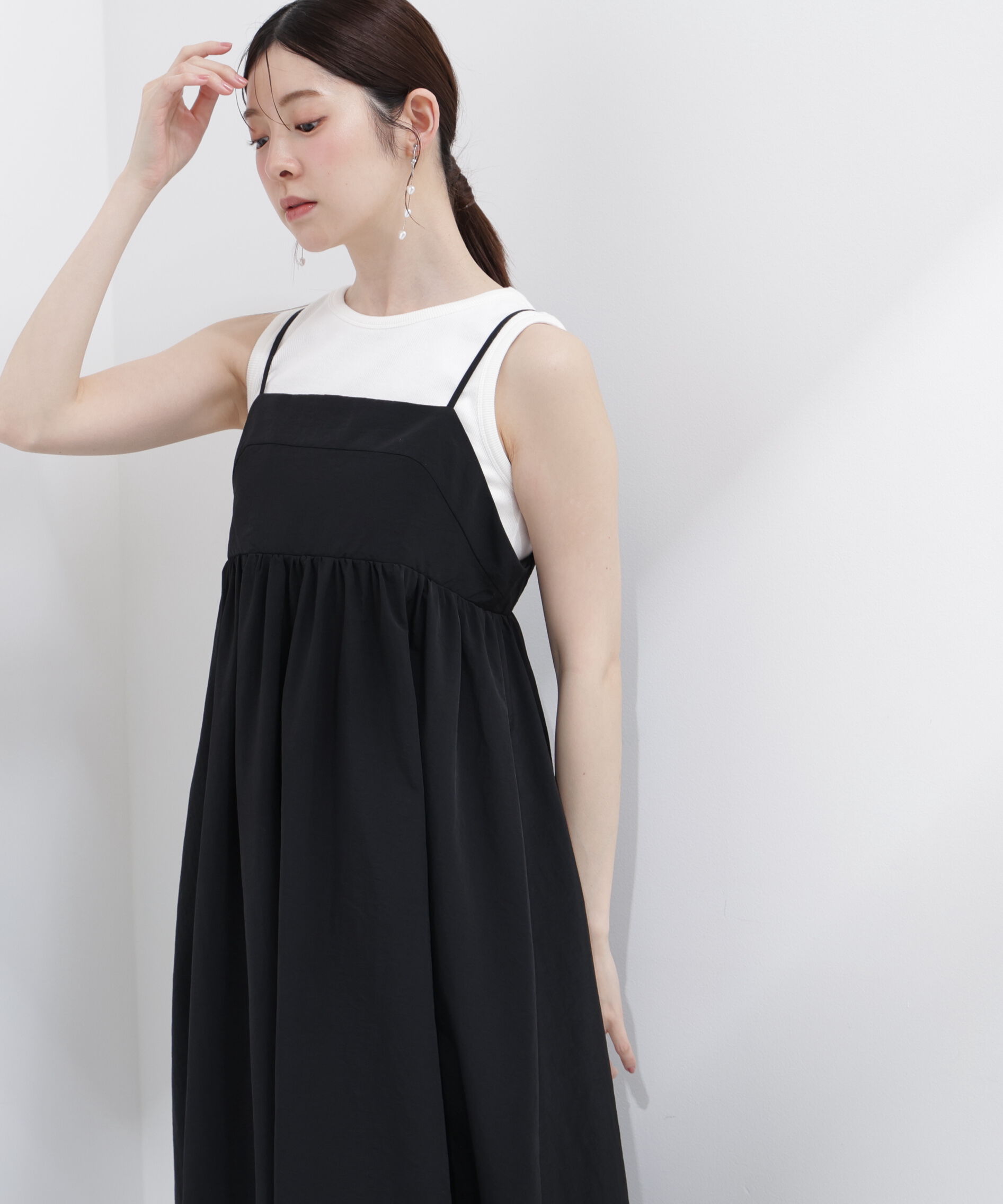 PROPORTION BODY DRESSING「カットドッキングキャミワンピース」|ワンピース|ブラック&times;ホワ