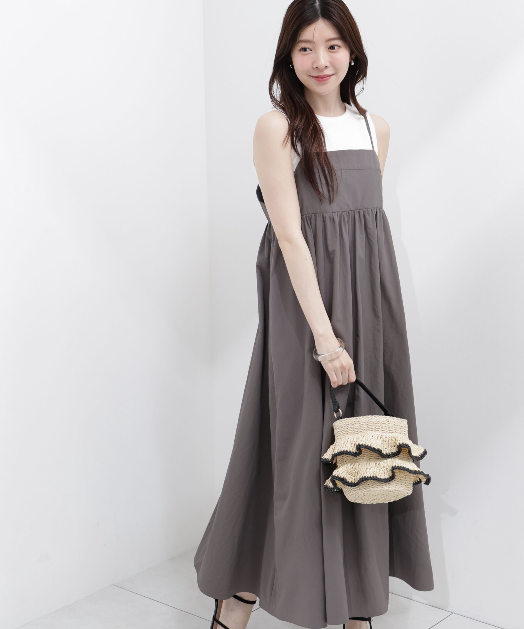 PROPORTION BODY DRESSING「カットドッキングキャミワンピース」|ワンピース|チャコール&times;  2