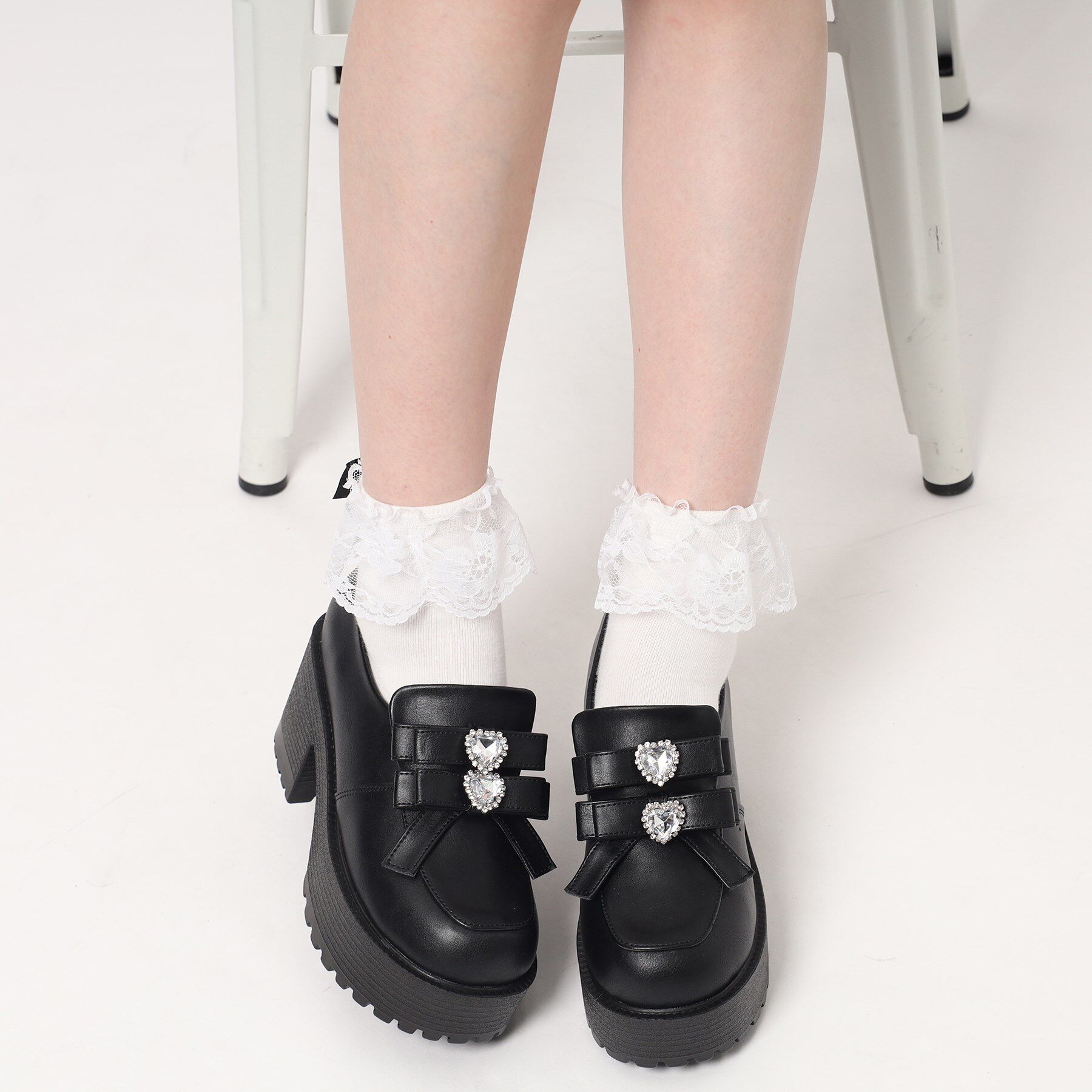 csT&P「ビジューハート付ダブルリボン厚底パンプス」|パンプス|
