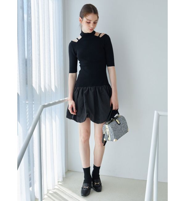 MERCURYDUO「バルーンドッキングミニニットワンピース」|ワンピース|