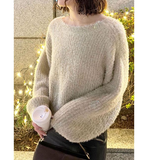 LAGUNAMOON「バックデザインファーラメニットプルオーバー」|ニット・セーター|