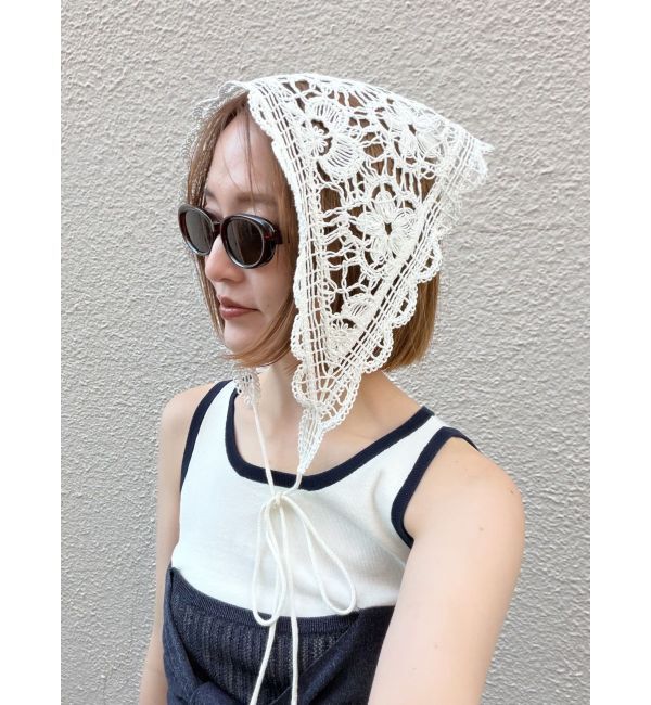 LAGUNAMOON「ニットレース刺繍スカーフ」|バンダナ・スカーフ|