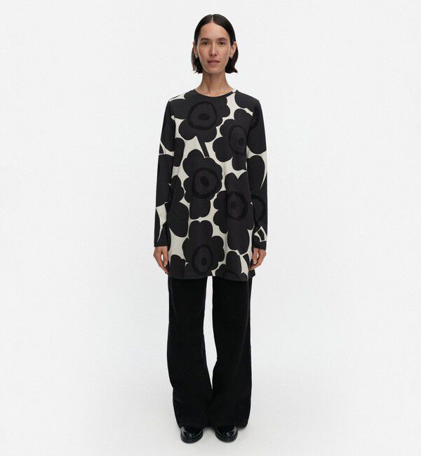 Marimekko「Kevat Unikko チュニック」|シャツ・ブラウス|ｵﾌﾎﾜｲﾄ&times;ﾌﾞﾗｯｸ