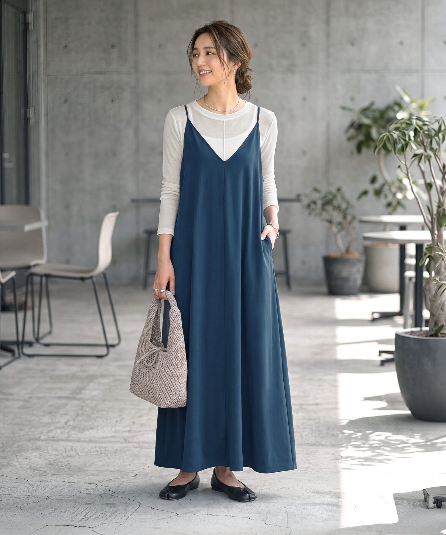STYLE DELI「ジョーゼット生地キャミ型フレアジャンパースカート」|ワンピース|