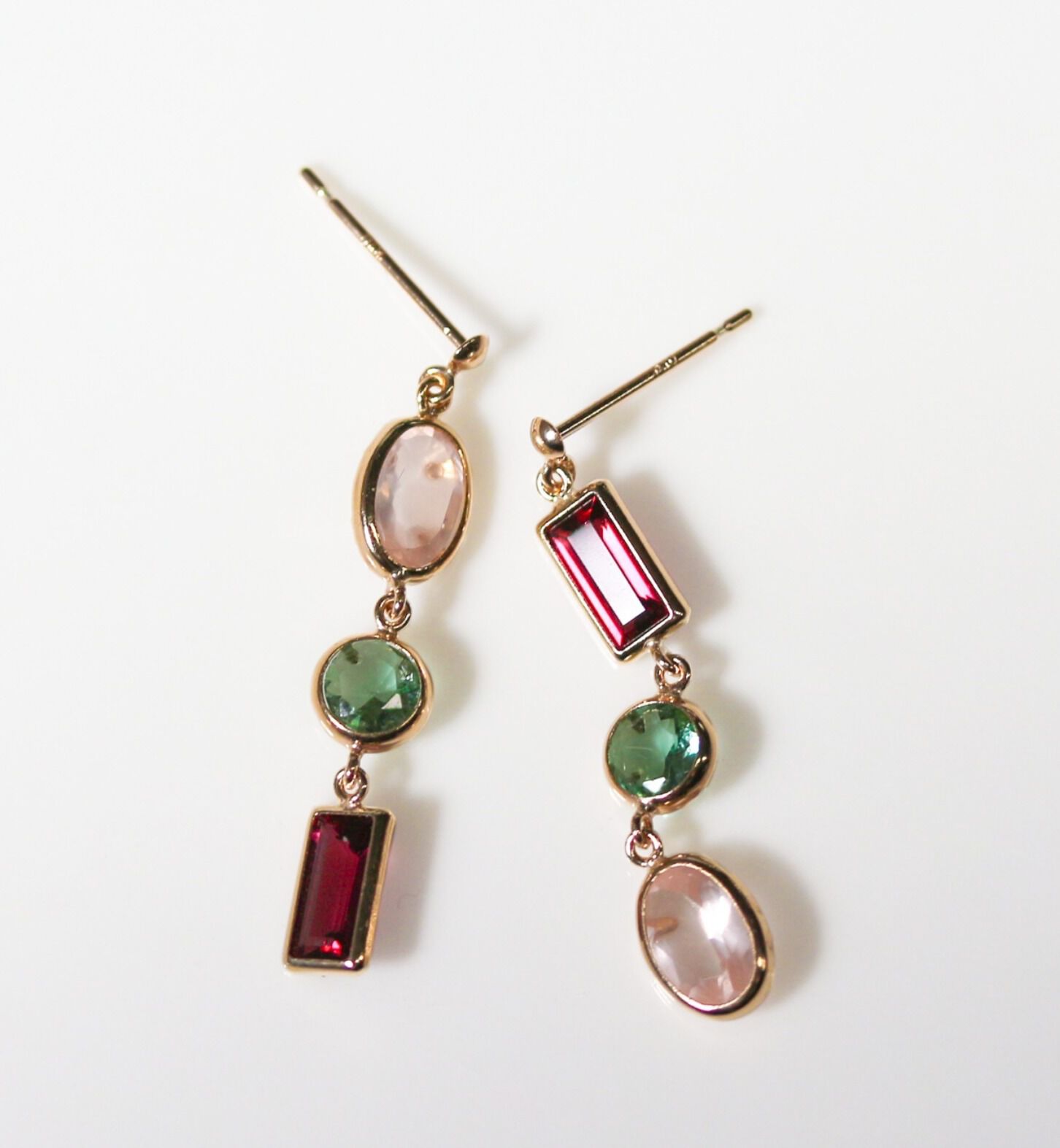  「マルチカラー ストーン ピアス | K10YG」|ピアス|K10 イエローゴールド