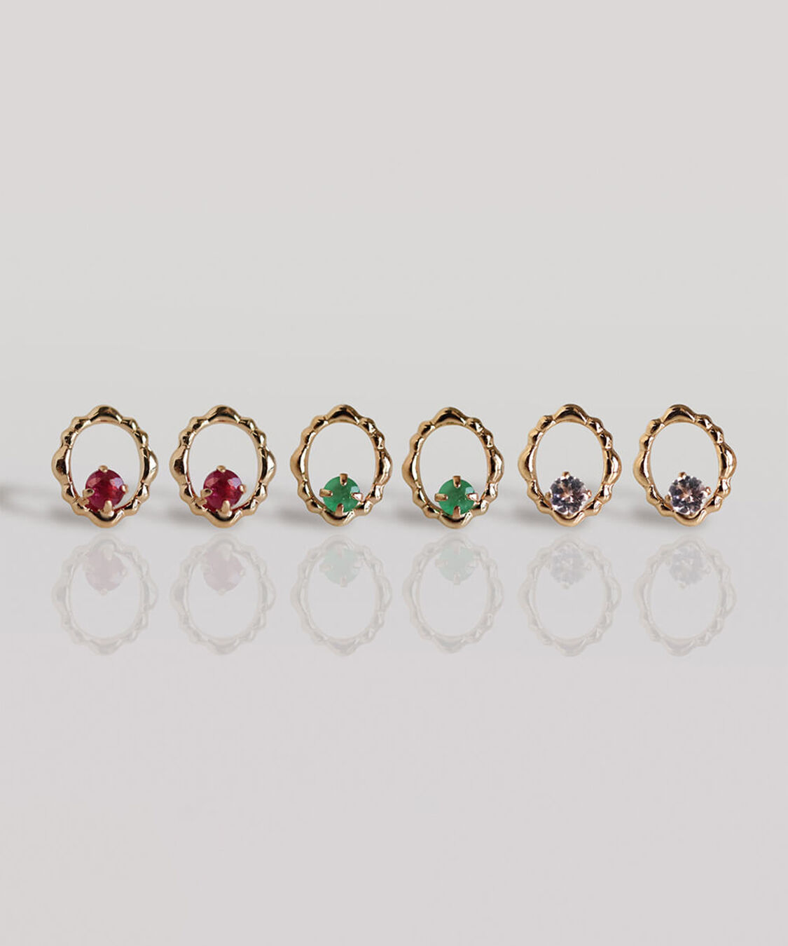  「カラーストーン ピアス | K10YG」|ピアス|レッド