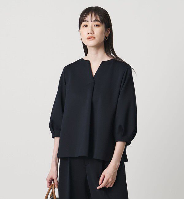 UNITED ARROWS「LIGHT SPONGY ブラウス ‐ウォッシャブル‐」|シャツ・ブラウス|NAVY