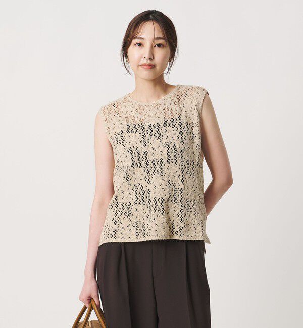 UNITED ARROWS「スパンコール エンブロイダリー ニットベスト ‐ウォッシャブル‐」|ベスト・ジレ|BEIGE