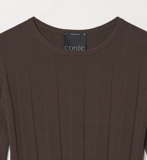 conte「＜conte＞ハーフスリーブ ワイドリブ クルーネックニット」|ニット・セーター|