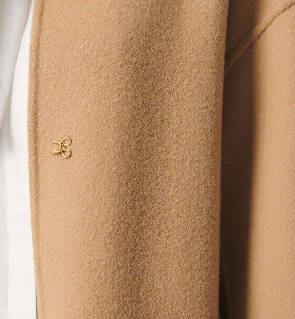 UNITED ARROWS「バイカラー リバー ミドルコート」|ノーカラーコート|