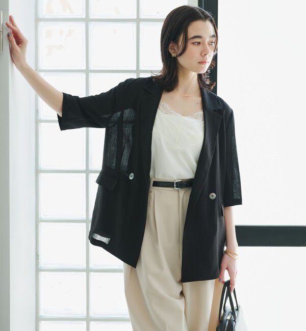 UNITED ARROWS green label relaxing「【結論シリーズ】シアーエアミドルスリーブジャケット マシンウォッシャブル 接触冷感 通気性」|テーラードジャケット|