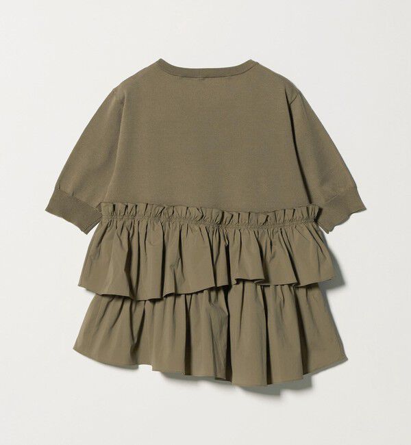 UNITED ARROWS green label relaxing「ティアード ドッキング 5分袖 プルオーバー ニット」|ニット・セーター|