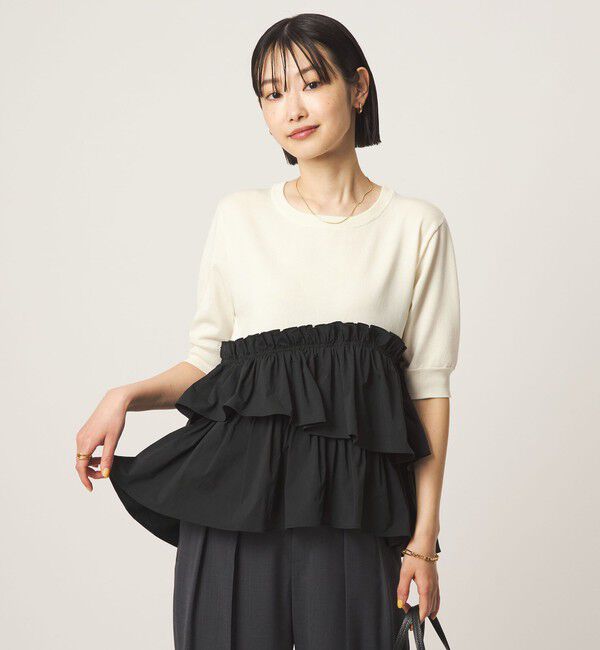 UNITED ARROWS green label relaxing「ティアード ドッキング 5分袖 プルオーバー ニット」|ニット・セーター|その他1