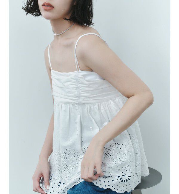 EMMEL REFINES「＜EMMEL REFINES＞EM スカラ シシュウ キャミ」|シャツ・ブラウス|WHITE