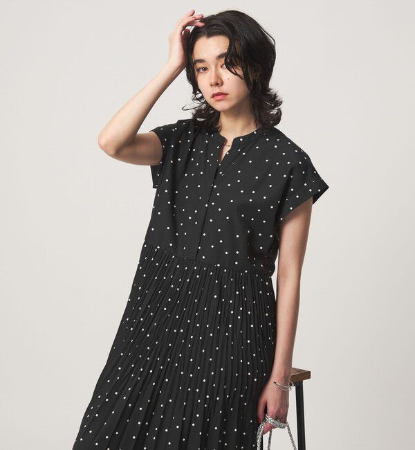 UNITED ARROWS green label relaxing「［size SHORT/TALLあり］全方位映えプリーツワンピ ドット」|ワンピース|