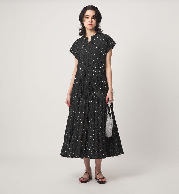 UNITED ARROWS green label relaxing「［size SHORT/TALLあり］全方位映えプリーツワンピ ドット」|ワンピース|