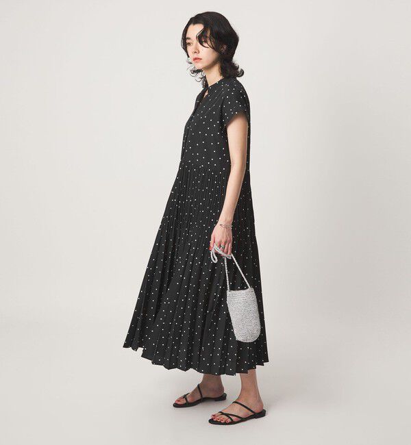 UNITED ARROWS green label relaxing「［size SHORT/TALLあり］全方位映えプリーツワンピ ドット」|ワンピース|