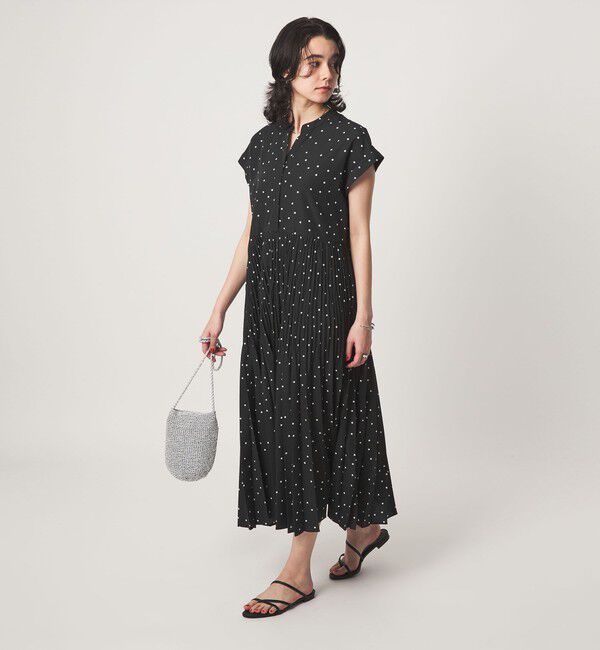 UNITED ARROWS green label relaxing「［size SHORT/TALLあり］全方位映えプリーツワンピ ドット」|ワンピース|