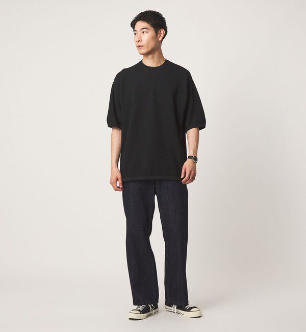 UNITED ARROWS green label relaxing「ガーター ドローコード 半袖 クルーネック ニット -ウォッシャブル・UVカット・遮熱-」|Tシャツ・カットソー|