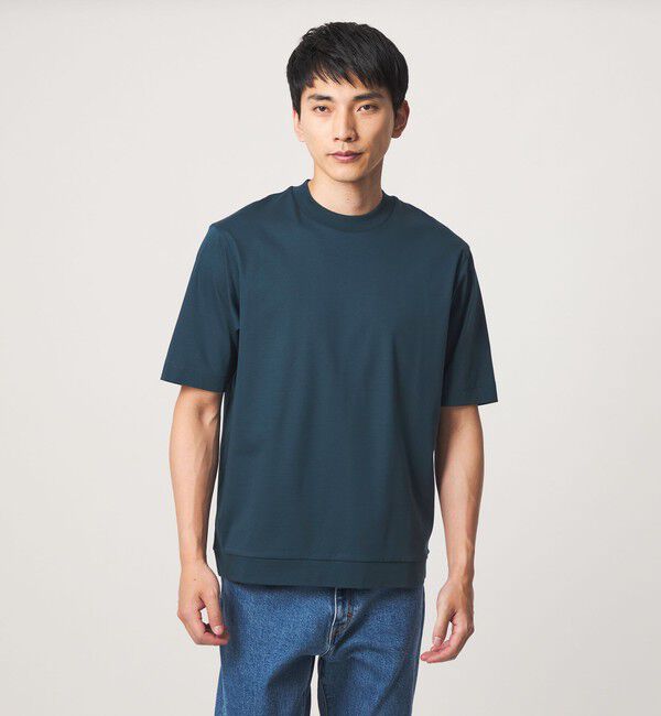 UNITED ARROWS green label relaxing「A+ COOL スムース クルーネック カットソー -接触冷感・抗菌-」|Tシャツ・カットソー|DK.GREEN