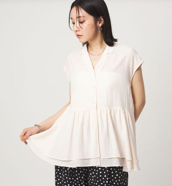 UNITED ARROWS green label relaxing「【WEB限定】＜at ease＞ペプラム ブラウス」|シャツ・ブラウス|OFF WHITE