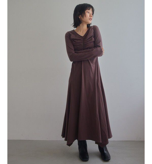 EMMEL REFINES「＜EMMEL REFINES＞EM ギャザー ヘム カット ワンピース」|ワンピース|