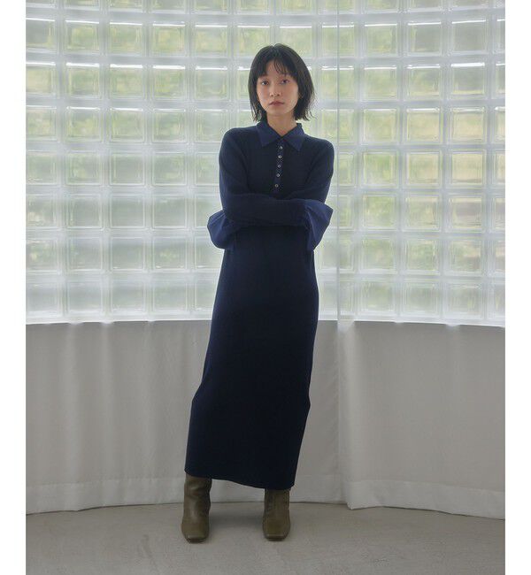 EMMEL REFINES「＜EMMEL REFINES＞EM エリツキ リブニット ワンピース」|ワンピース|