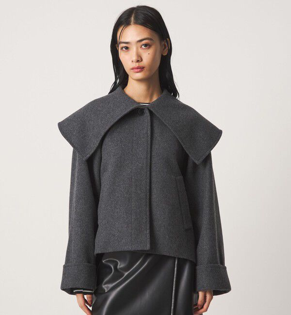 EMMEL REFINES「＜EMMEL REFINES＞EM ビッグカラー ショートコート」|その他|DK.GRAY