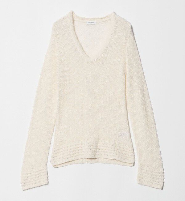 ATTISESSION「＜ATTISESSION＞メッシュ Uネック ニット II」|ニット・セーター|OFF WHITE