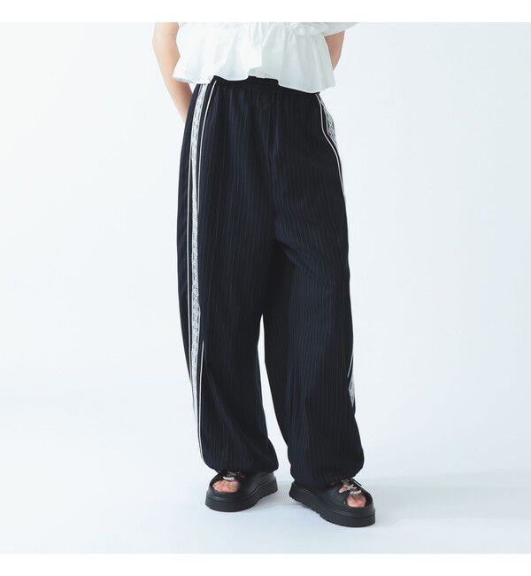 Ray BEAMS 「レースライントラックパンツ」|チノ|NAVY_ST